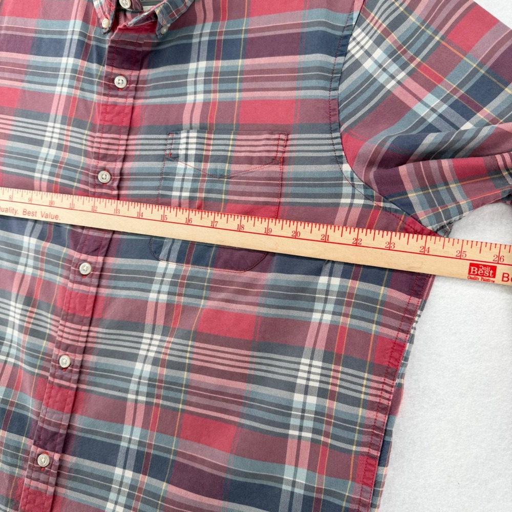 Denim & Supply Ralph Lauren Plaid Button Down Mens Large Short Sleeve Red Blue - Picture 2 of 6